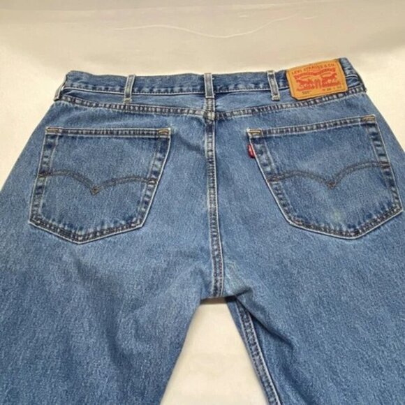 Levi's 505 Men's Blue Jeans 36x32 LEVI Strauss Reg Fit Straight Med. Wash Denim - Picture 12 of 13